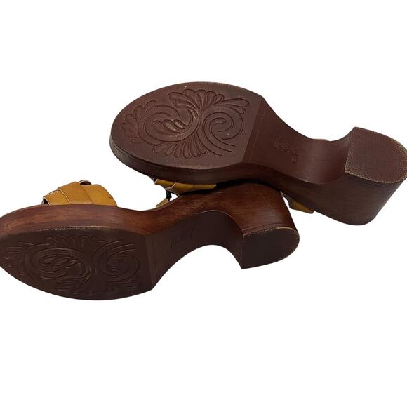 B.o.c Slingback Sandals Womens 11 Braided Strap Platform Block Heel Yellow - Picture 6 of 9